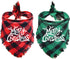 Malier 2 Pack Dog Bandana, Christmas Classic Buffalo Plaid Pattern with Tassels for Small Medium Large Dogs
