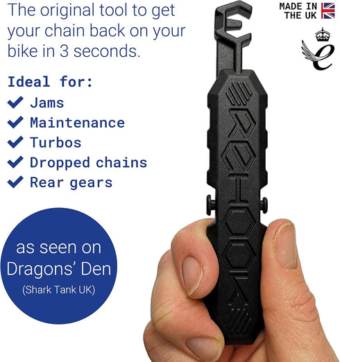 Rehook Original Black - Get Your Chain Back on Your Bike in 3 Seconds, No Mess for Cyclists