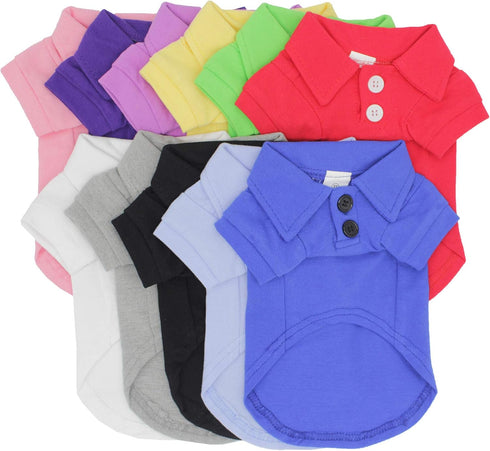 lovelonglong Basic Dog Polo Shirts Premium Cotton, Polo T-Shirts for Large Medium Small Dogs - Two-Button Collar Blank