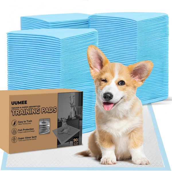 Dog Pee Pads 22"x23", Super Absorbent Leak-Proof Disposable Puppy Training Pads (90 Count) for Dogs