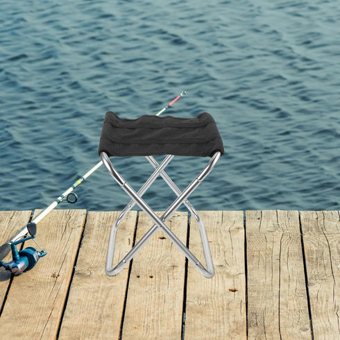 Backpacking, FRCOLOR Portable Foldable Camping Stool Aluminum Alloy Lightweight Folding Fishing Bench with Storage Bag
