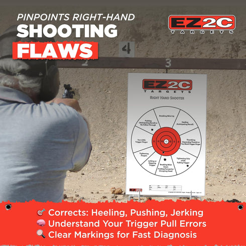 EZ2C 11"x17" 25 USA Made Right Hand/Left Hand Shooting Range Diagnostic Training Paper Target Tear-Off Pad