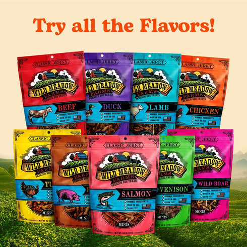 Wild Meadow Farms Classic Lamb Minis, Soft Jerky Training Treats for Dogs, Grain-Free, 3.5oz, All-Natural