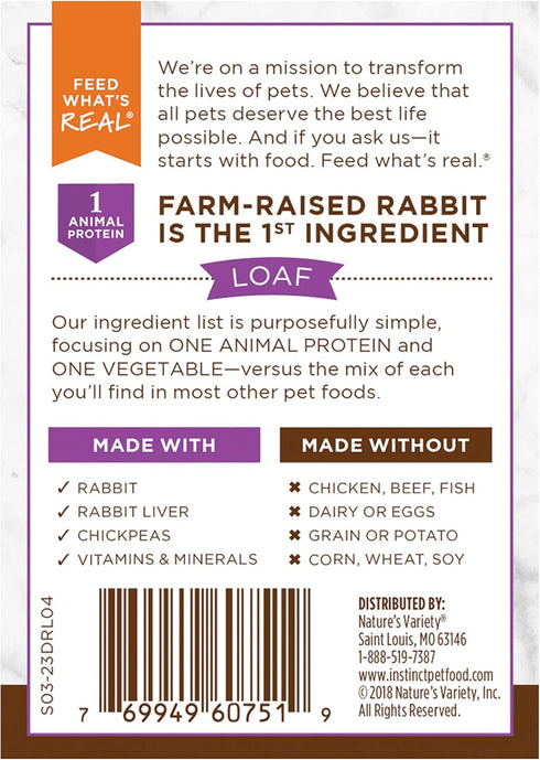 Instinct Limited Ingredient Diet Real Rabbit Recipe, Grain Free Wet Canned Dog Food, 13.2 oz, Pack of 6