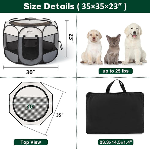 Love's Cabin Medium Dog Playpen, Portable Indoor/Outdoor Tent Crate, Foldable Pop Up Kennel with Removable Zipper Top,