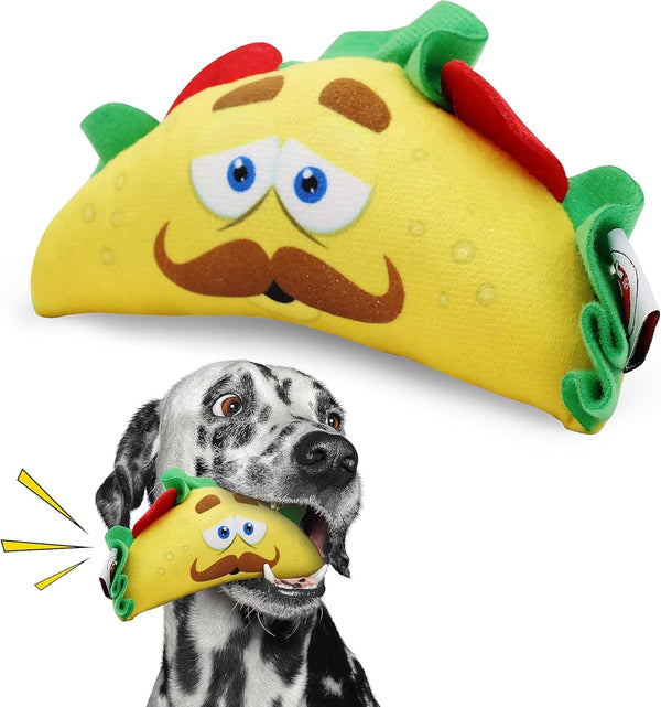 SPOT Fun Food Taco Plush Dog Toy with Squeaker - Interactive Soft, Squeaky