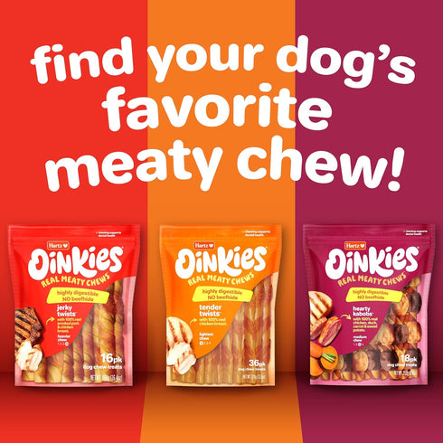 40 Count Hartz Oinkies Smoked Twists with Naturally Smoked Pork Rawhide-Free Dog Treats, Highly Digestible Long Lasting