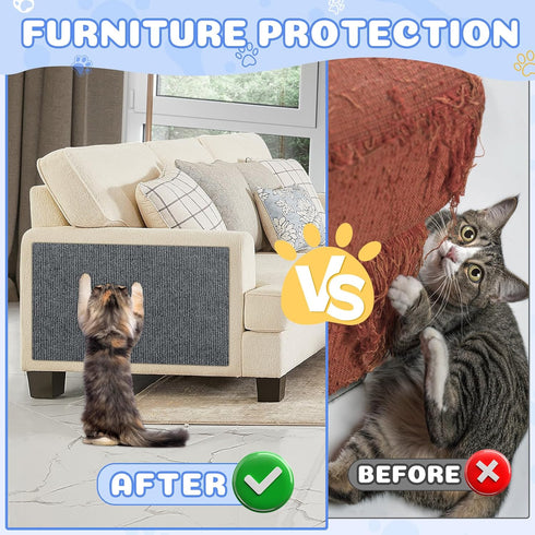 Cat Carpet Protector 47.2"x15.8", Stick on Floor and Wall Cat Scratch Pad Rug for Indoor Litter Mat