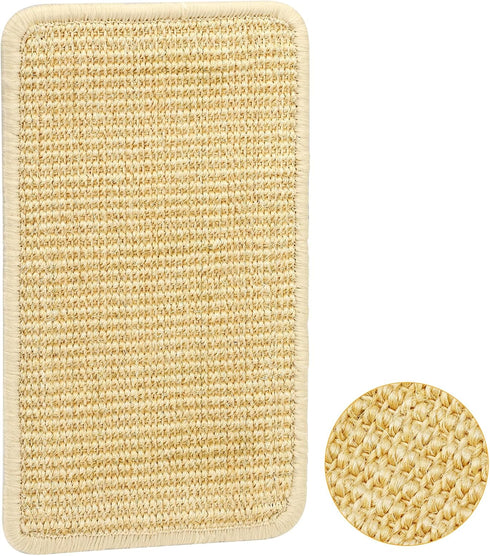 Cat Scratcher Mat Wall Mounted - 14 X 8 Inch Natural Sisal Scratch Pad, Vertical Board with Velcro Tapes