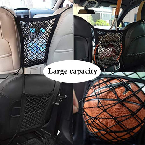 SIQITECHNO Car Dog Barrier Universal Dog Barrier Net Car Seat Net & Storage Bag Tear Resistant Pet Mesh Barrier Car