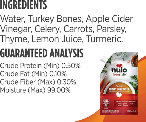 Nulo Freestyle Bone Broth, Premium Food Topper for Cats & Dogs, 20 Fl Oz (Pack of 3) with Collagen & Chondroitin