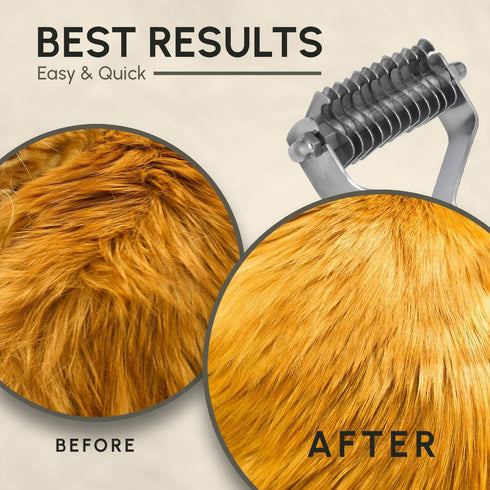 Flamia & Jabz Undercoat Rake for Dogs & Cats - Dematting Grooming Stripper Tool with 12 Blades