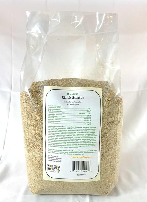 3 22% 10 Lb Chick Starter Feed - Non-GMO Chick Food Starter with Omega and Natural, Herbal Ingredients - Chicken Feed