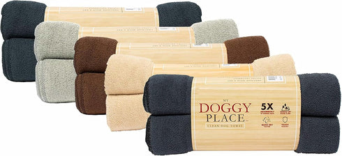 My Doggy Place - Super Absorbent Microfiber Towel - Dog Bathing Supplies - Microfiber Drying Towel - Washer Safe - Charcoal with Paw Print - 45 x 28 in - 2 Pack by My Doggy Place