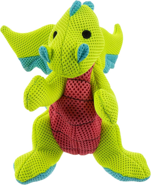 goDog Mesh Dragons Squeaky Plush Dog Toy, Double Chew Guard Technology -