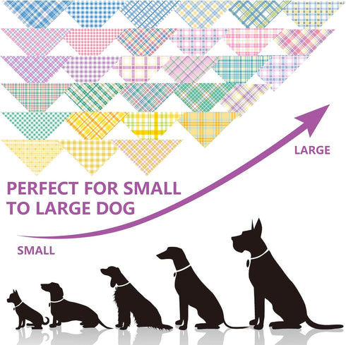 60Pcs Summer JarThenaAMCS Spring Dog Bandana Pastel Plaid Triangle Pet Scarf Adjustable Puppy Neckerchief Colorful Dog