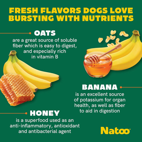 NATOO Dog Treats for Large Breed, Crunchy Biscuits with Oats, Banana and Honey, 8oz
