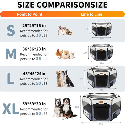 Seiyierr Dog Playpen, Portable Pet Play Pen Foldable Carrying Case, Puppy Pens Outsid for Small Cat Indoor/Outdoor