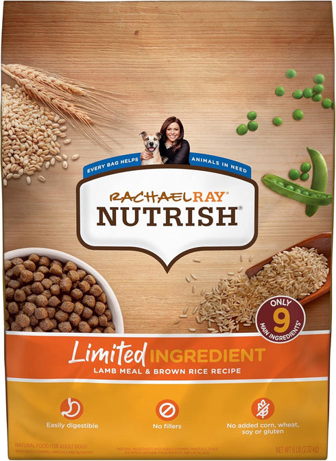 Rachael Ray Nutrish Limited Ingredient Diet, Lamb Meal & Brown Rice Recipe, 6.00 Pound (Pack of 1) (Packaging Design