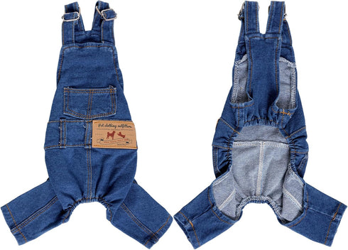 1 Piece of Dog Denim Shirts Puppy Jean Jacket Sling Jumpsuit Costumes Pet Jean Overalls Dog Pants Outfits for Small Puppy Cat Pets (Blue, Small)