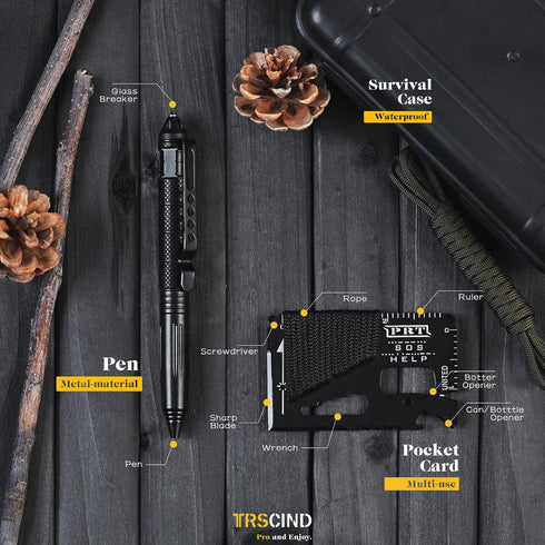 Gifts for Men, Dad, Husband: Christmas Stocking Stuffers, 14 in 1 Survival Kit, Fishing Hunting Camping Accessories