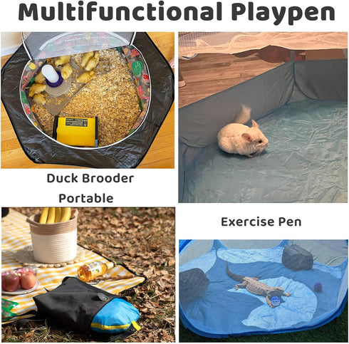 Amakunft Small Animal Pop-Up Playpen with Mesh Cover, 47'' x 23.6'' x 15'' Chicken Brooder Box for Guinea Pigs, Rabbits.
