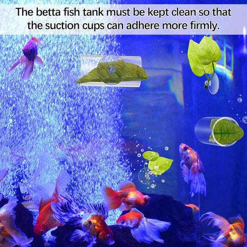 6 Pcs Acrylic Tube Tunnel for Betta Fish, Hollow Cave with Leaf Pad for Aquarium Decor