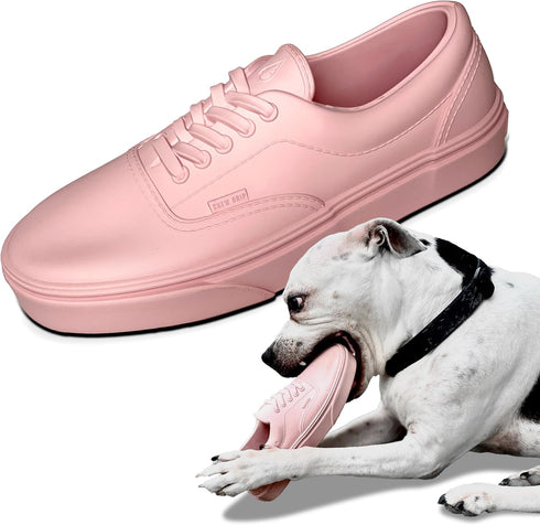 Premium Beef-Flavored Dog Chew Toy - Large Sneaker Shoe - Natural Rubber, Heavy Duty, Powder Pink