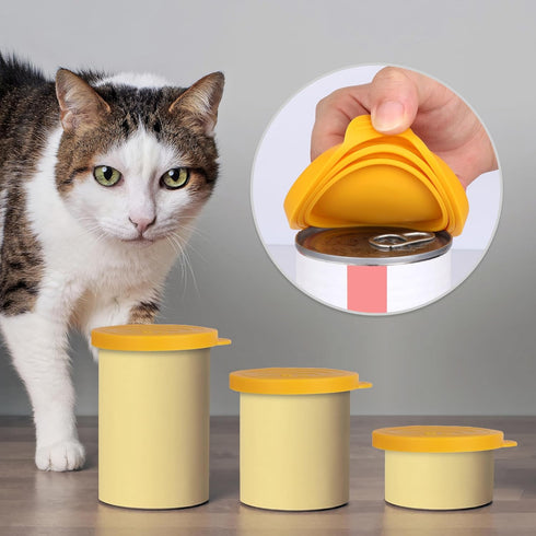 Pet Food Lids, Yellow Mango, 2 Pack, Bone Appetit Wet Food Can Covers