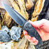 MADSABRE Wolf Pattern Folding Pocket Knife - Stone Washed Steel Handle, Liner Lock for Outdoor Camping and Hunting
