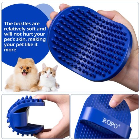 Dog Bath Brush - ROPO Rubber Massage Pet Shampoo Brush for Grooming, Removing Shedding Fur, Suitable for Dogs and Cats