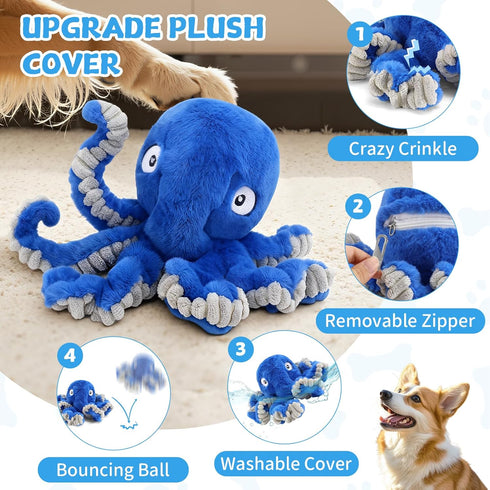 1.5H 2 1 Interactive Dog Octopus Toy, Upgrade Automatic Jumping Ball with Motion Activation for Small Large Dogs