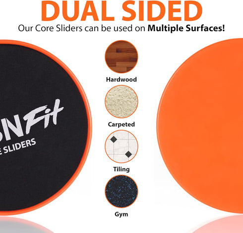 Gliding Discs Core Sliders - Dual Sided Exercise Disc for Smooth Sliding on Carpet and Hardwood Floors (orange)