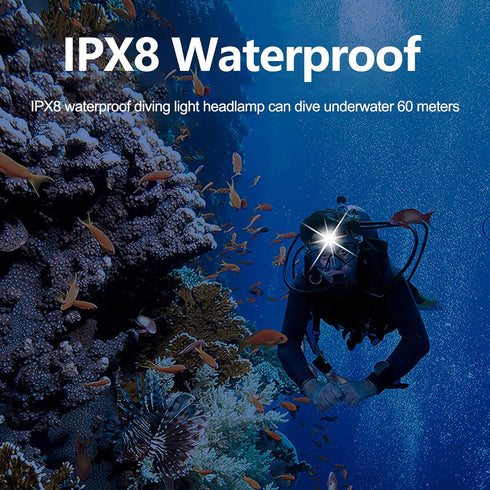 WINDFIRE Scuba Diving Headlamp - Professional LED Dive Light, 1200 Lumens, 5 Modes, IPX8 Waterproof for Snorkeling