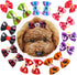 YOY 50 Pcs Adorable Grosgrain Ribbon Pet Dog Hair Bows with Elastic Rubber Bands, Doggy Kitty Topknot Grooming