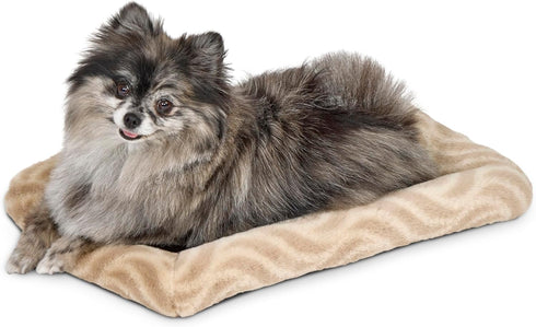 MidWest Homes For Pets QuiteTime Deluxe Wave Bolster Bed 18" for Tiny Dogs, Tan, Easily Machine Wash and Dry