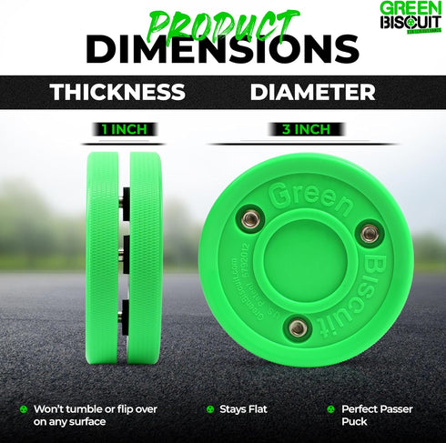 Green Biscuit Hockey Pucks 2 Pack - Green and Pink Passer Street Pucks/Free GB Sticker/Package may vary