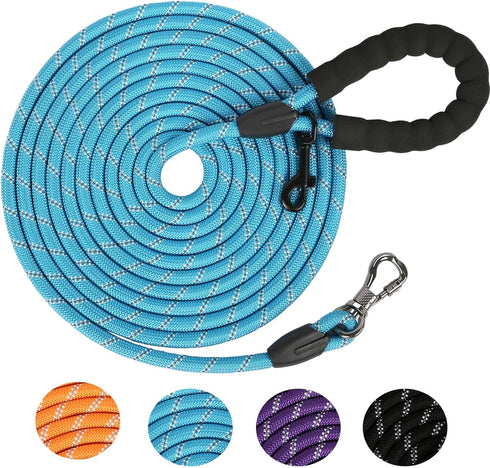 Long Reflective Dog Leash for Training 16FT/30FT/50FT/100FT, Heavy Duty Tie Out Rope for Dogs, Outdoor Use