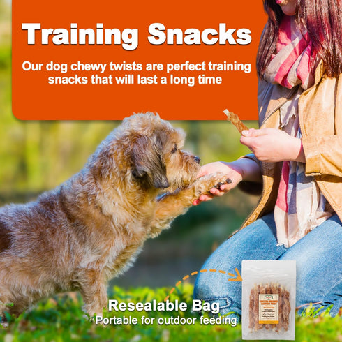 24OZ 4 1.5lb Amzey Chicken Wrapped Rawhides Dogs Treats, Rawhide Twist Chicken Hide Sticks, Puppy Training Snacks