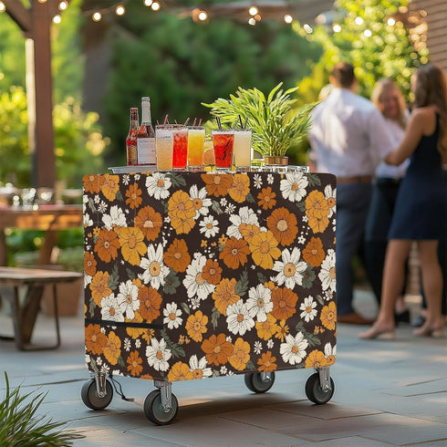 Xumfabuy 80 Cooler Cover, Floral Print Outdoor Bar Cart Cover Compatible with Most Quart Patio Cooler Cart, Ice Chest