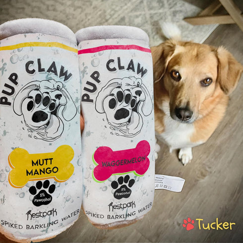 Pup Claw Dog Toys - Funny Cute Plush Dog Toys with Squeaker, Parody (2 Pack) (Tropical Pack)