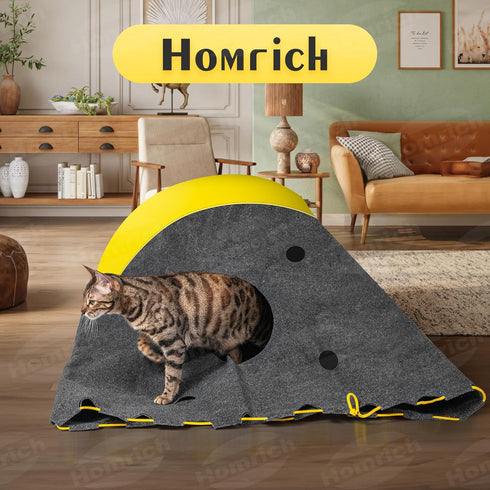 Homrich Interactive Cat Play Bag- Durable Rug for Hide and Seek, Collapsible Hole Mat, Tunnel Sleeping Bag for Indoor