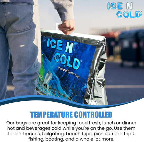 35 lbs (Pack 1) ICE N COLD Insulated Cooler Bag - Large Capacity of | Lightweight, Soft, Collapsible | Ideal