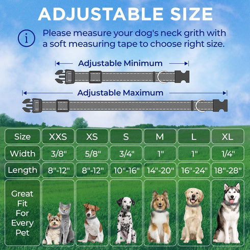 TECEUM Reflective Gray Pet Collar, S, Extra Soft Padding, Basic Nylon Dog Collar with Quick Release Buckle