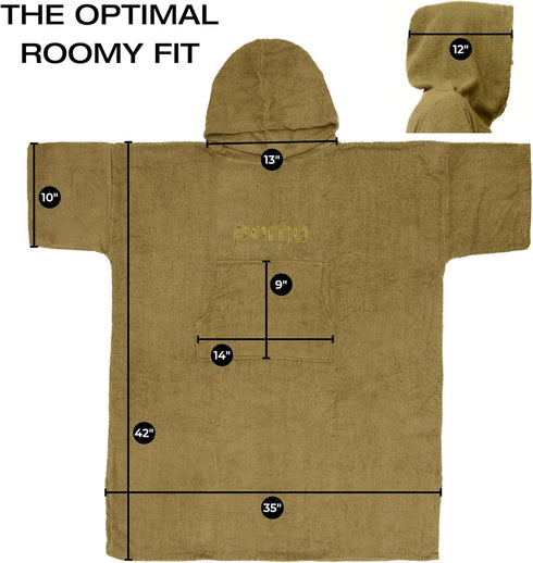 100% Pomo Surf Poncho, Towel Poncho Made of Cotton, Unisex Changing Towel and One-Size Fits All Adult Changing Poncho.