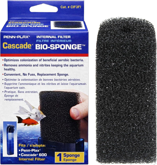 Penn-Plax Cascade 600 Replacement Bio-Sponge - 1 Pack Aquarium Filter Sponge for