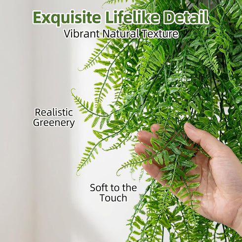 RAINFLOW 2PCS Decor(L31.5) Reptile Plants for Terrarium - Fake Hanging Terrarium Plants, Artificial Boston Fern