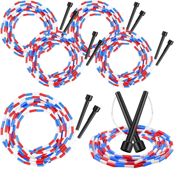 Zubebe 16-foot Double Dutch Jump Ropes Bulk Segmented Skipping Colorful Beaded Ropes