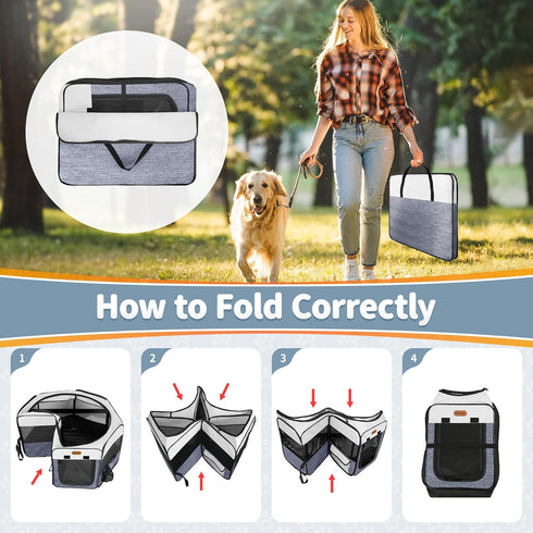 Seiyierr Dog Playpen, Portable Pet Play Pen Foldable Carrying Case, Puppy Pens Outsid for Small Cat Indoor/Outdoor