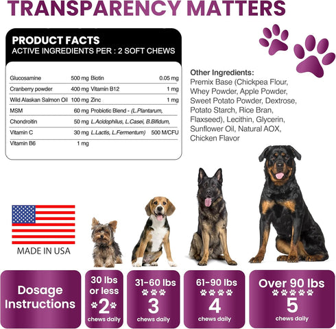 Immune Dog Multivitamin Chewable with Glucosamine - Dog Vitamins and Supplements, Senior & Puppy Multivitamin for Dogs